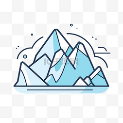 冰山和水的线条轮廓 illustrati 向量