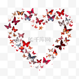 飞翔的蝴蝶在心形框架图案