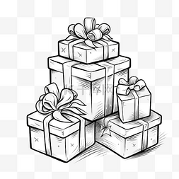 圣诞老人坐着和打开礼品盒的圣诞