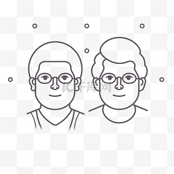 眼镜正面图片_两行图标显示戴眼镜的男人和女人