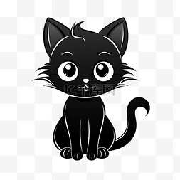 矢量胖猫图片_卡通涂鸦黑猫绘图