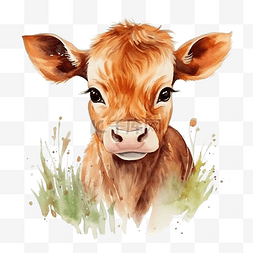 奶牛花奶牛图片_水彩可爱的牛