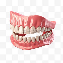 嘴牙齿图片_装配假牙的 3d 插图