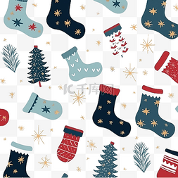 聖誕襪图片_無縫圖案與聖誕襪