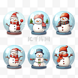 雪玻璃球中的圣诞可爱又有趣的雪