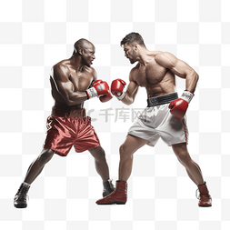 战斗或逃跑图片_肌肉发达的拳击手在拳击场上战斗