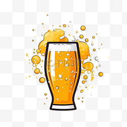 简约酒背景图片_啤酒杯，带有简约风格的气泡插图