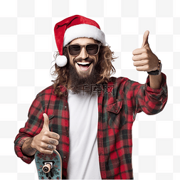 开朗的嬉皮士与滑板批准圣诞晚会