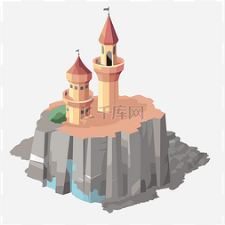 3d城市平面图片_石头城堡卡通的扩展剪贴画等距平
