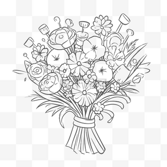一束鲜花素描的轮廓图 向量