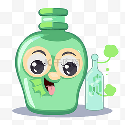 氧气图片_氧气剪贴画绿色卡通球形瓶与绿色