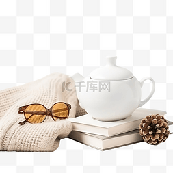 桌子茶壶图片_纸笔记冬天 hygge 可爱的茶壶和眼