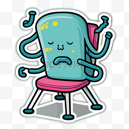 坐在吧椅上休息图片_坐在椅子上的章鱼剪贴画的蓝色贴