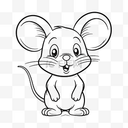 黑白米老鼠图片_可爱的鼠标黑白着色页轮廓素描 