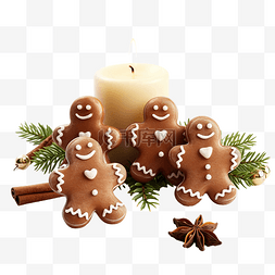 松枝圣诞球图片_圣诞姜饼人蜡烛肉桂星星松枝圣诞