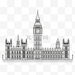 伦敦议会图片_大本钟地标前立面图轮廓简图