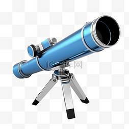 望远镜观星插画图片_3d 蓝色望远镜图