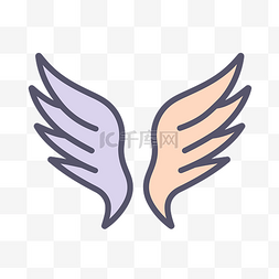 粉色和紫色的天使翅膀图标 向量