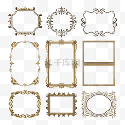金框的标签图片_装饰复古框架和边框设置金框的图