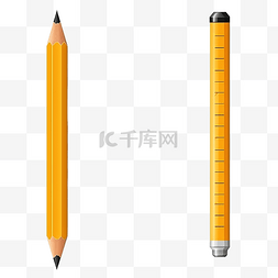 厘米测量图片_简约风格的铅笔和尺子插图