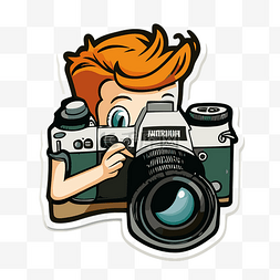 小相机png图片_摄影师用小相机拍照的贴纸 向量