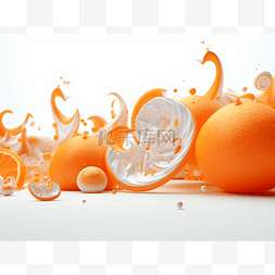 橙子躺下，水果溅到周围