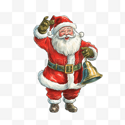 代理模式图片_手绘插画圣诞圣诞老人带着铃铛带