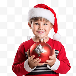 小男孩拿图片_小男孩拿着圣诞老人装饰品作为圣
