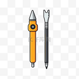 铅笔与钢笔和扳手插图以最小的风