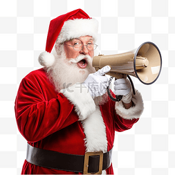 圣诞老人对着扩音器讲话宣布圣诞