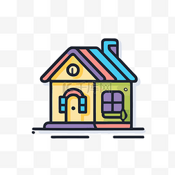 程式化的彩色房子绘图平面 向量