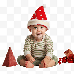 在圣诞节下雪图片_一个可爱的小孩在地板上玩耍的肖