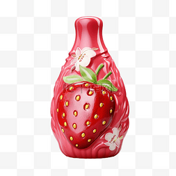 果冻草莓图片_草莓甜瓶3D渲染