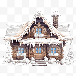 从童话故事中装饰的木制木屋覆盖