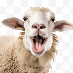 有趣的羊露出舌头