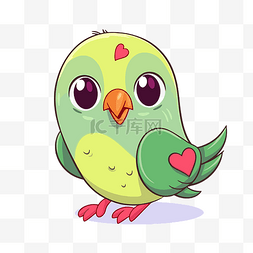 爱情鸟剪贴画可爱的绿鹦鹉与心形