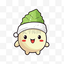 圣诞帽插图图片_圣诞帽中可爱有趣的木薯角色矢量