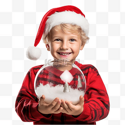 小孩的梦想图片_穿着圣诞老人服装的小孩拿着圣诞