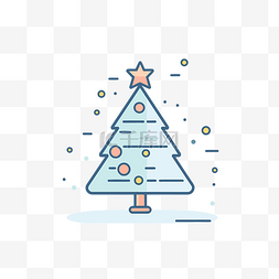 空白空间中的线形圣诞树的图标设