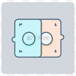 共享体验图片_两个带有颜色方块的骰子图标的矩