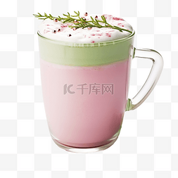 粉色漱口杯图片_粉色抹茶拿铁加牛奶