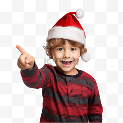 开朗男孩图片_小男孩戴着圣诞帽庆祝圣诞节，孤