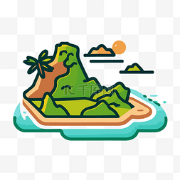 斐济岛平面图标 向量