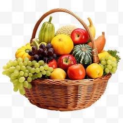 食物和水图片_柳条篮里的水果和蔬菜