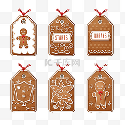 和品日标签素材图片_带有圣诞姜饼和问候铭文的标签