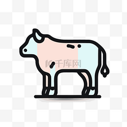 矢量黑简单的图标图片_一头牛的线条图标 向量