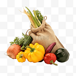 收获节的麻布袋蔬菜