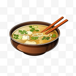 放筷子的图片_味噌汤日本食物插画