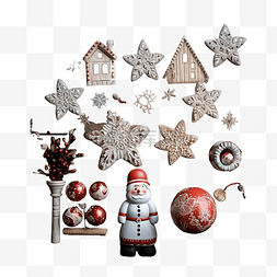 圣诞快乐框架图片_质朴木材上的圣诞装饰玩具和装饰
