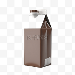 牛奶飞溅psd图片_3d 渲染孤立的巧克力牛奶盒